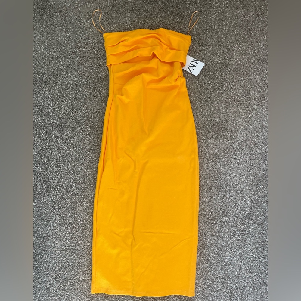 BRAND NEW w/ Tags- orange Zara dress